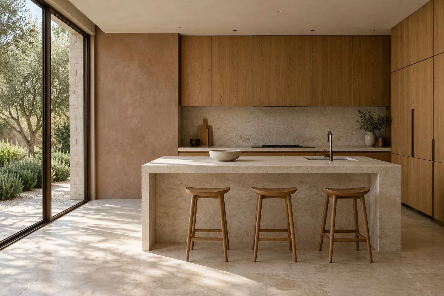Limestone and oak family kitchen