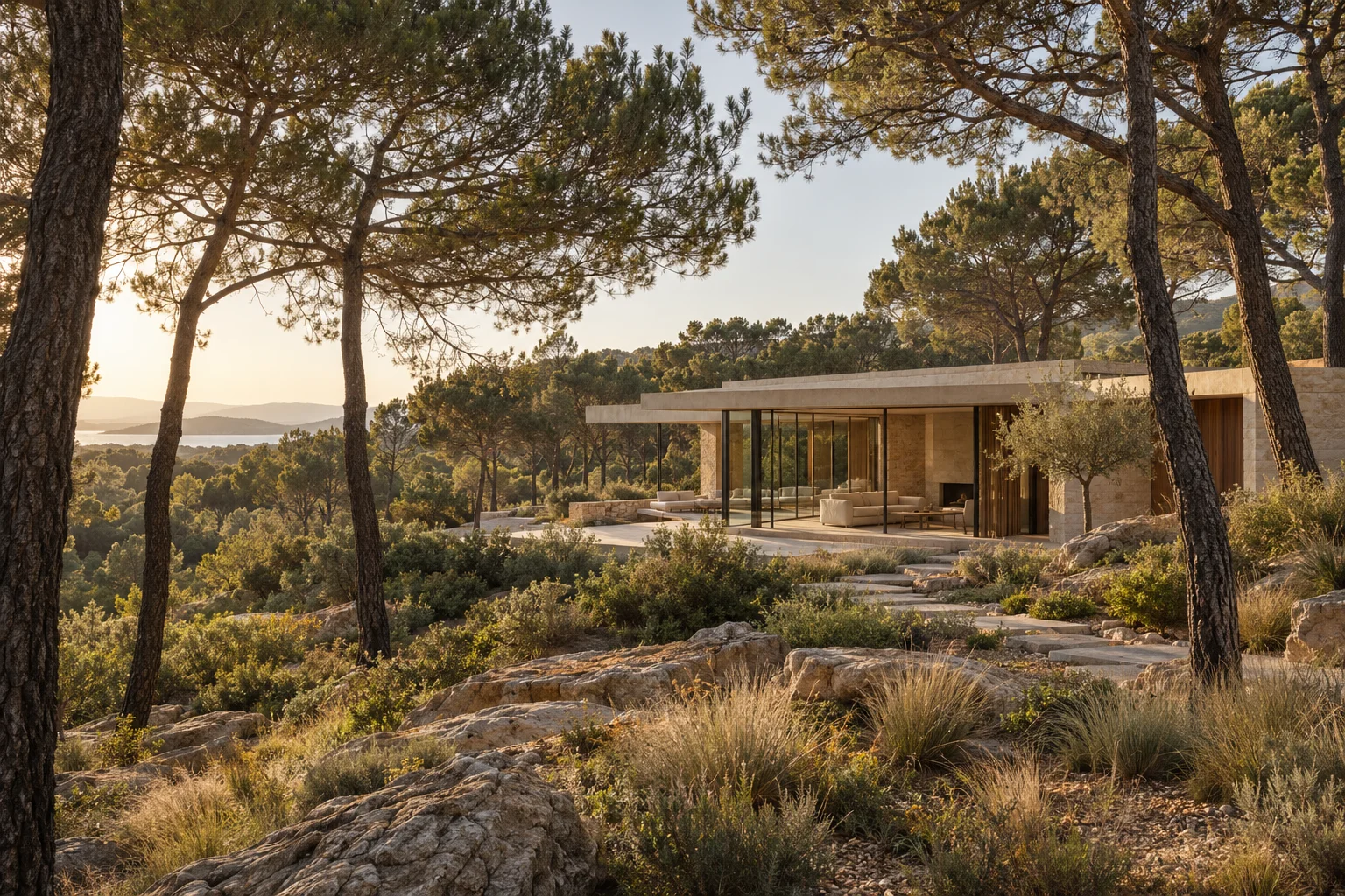 Retreat volumes stepping carefully through a forested slope